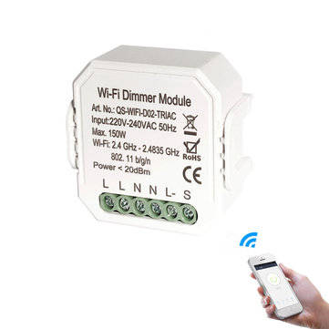 QS-WIFI-D02-TRIAC DIY Smart WiFi Light LED Dimmer Switch Smart Life/Tuya APP Remote Control 1/2 Way