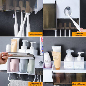 Toothbrush Holder Wall Mount Sucker Bathroom Suction Cup Set Rack Stick Firmly