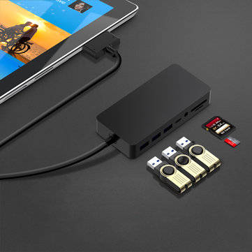 ROCKETEK SH701 USB Hub Card Reader Docking Station for Surface Pro 4/5/6 with RJ45 LAN DP HD VGA USB