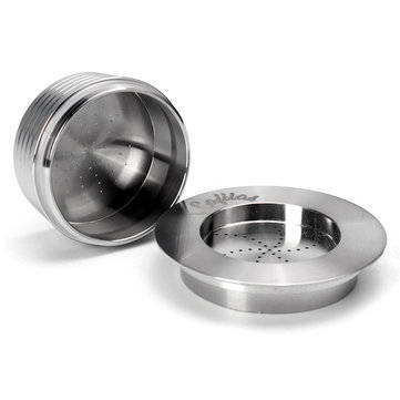 Stainless Steel Refillable Coffee Capsule Cup Reusable Coffee Pods w/ Pods Holder Spoon Brush for La