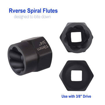 Drillpro 14Pcs Impact Damaged Bolt Nut Remover Extractor Socket Tool Set with Socket Nut Adapter Bol