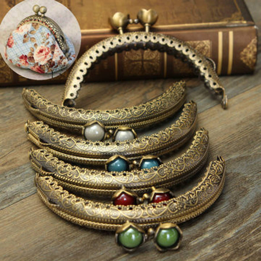 5Pcs Bronze Metal Purse Bag Frame Kiss Clasp Lock Arch Tone Wallet Clip