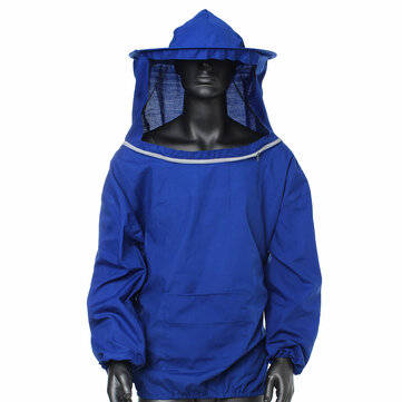 Beekeeping Jacket Veil Smock Equipment Supplies Bee Keeping Hat Sleeve Suit (COLOR.: BLUE)