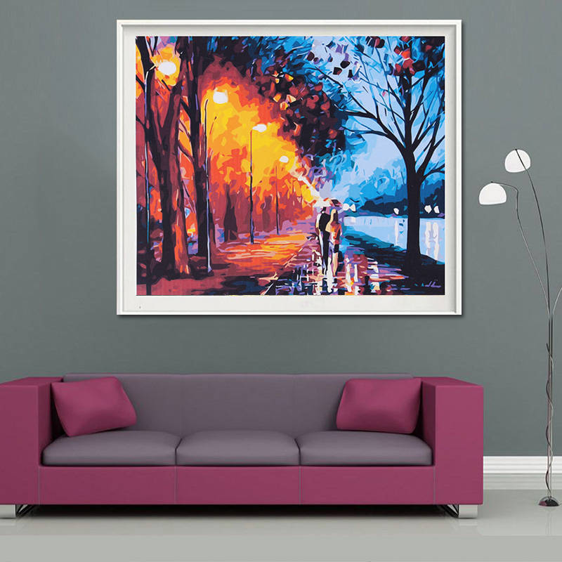 Romantic street lights DIY Painting By Numbers Handpainted Oil Painting Living Room Home Wall Decor