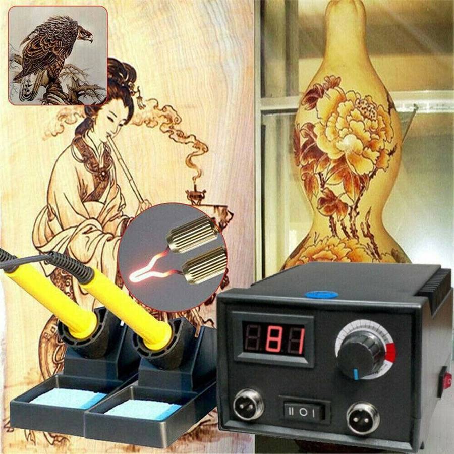 110V 220V Burning Machine Wood Burner Pyrography Pen Gourd Wood Crafts Tool Kit