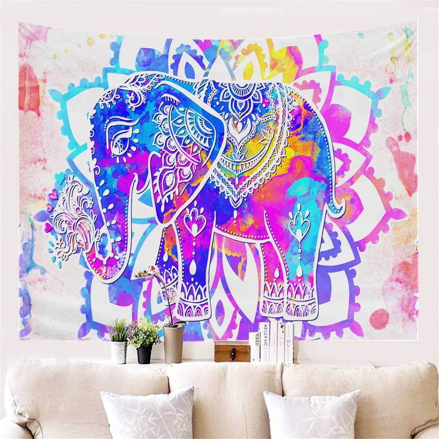 Colorful Dye Elephant Tapestry Wall Hanging Hippie Tapestry Colored Pr