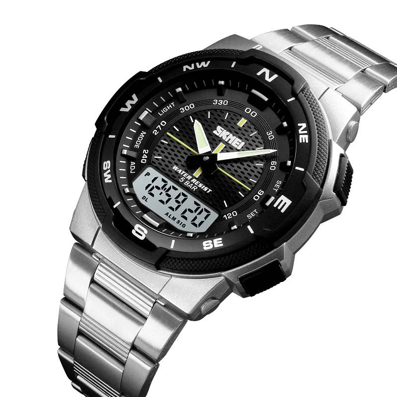 SKMEI 1370 Business Multifunction 12/24 Hour Date Week Luminous Display Alarm Clock Stopwatch Waterp