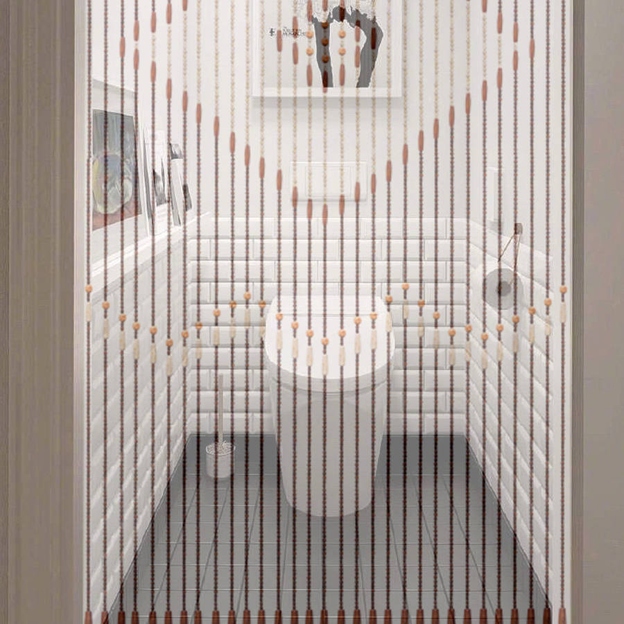 31 Line Wave Handmade Fly Screen Wooden Beads Curtain Wooden Door Curtain B