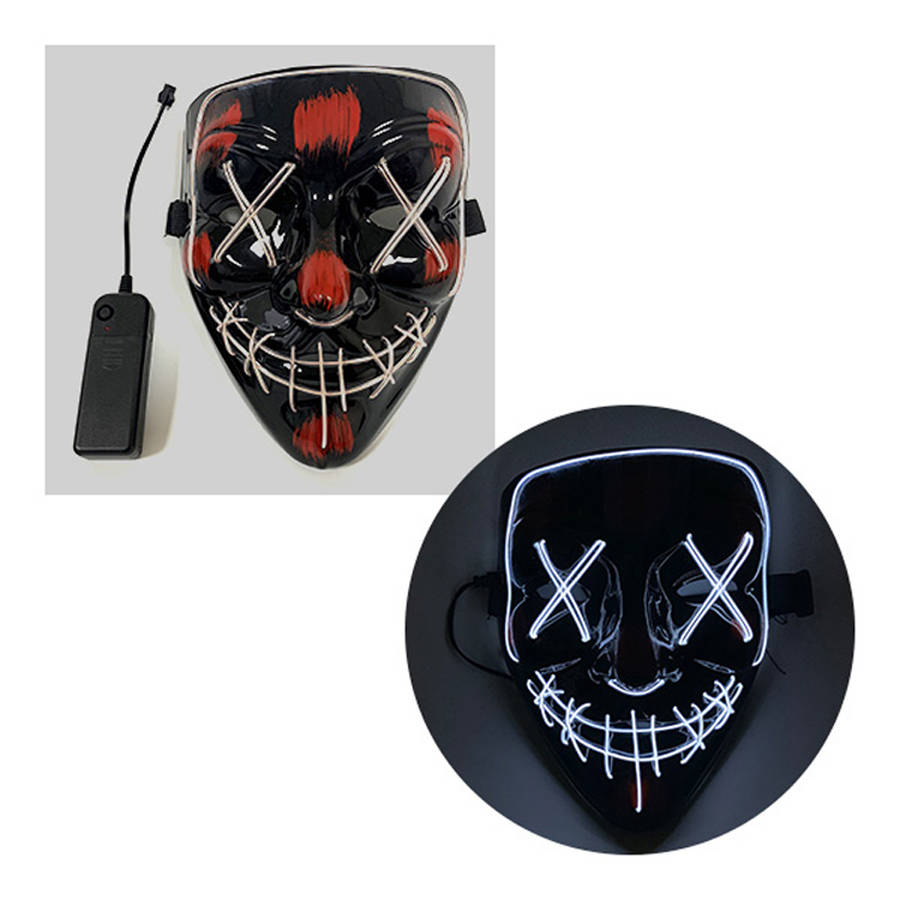 Halloween LED Mask Purge Masks Election Mascara Costume DJ Party Light Up Masks Glow In (Color Red)