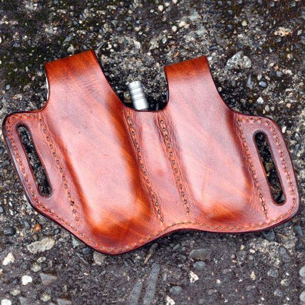 Men Genuine Leather Retro Solid Easy Carry Tooling Bag Belt Bag Waist Bag (Color Coffee)