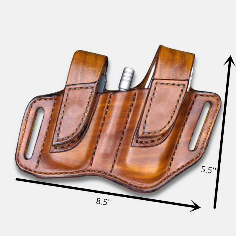 Men Genuine Leather Retro Solid Easy Carry Tooling Bag Belt Bag Waist Bag (Color Coffee)