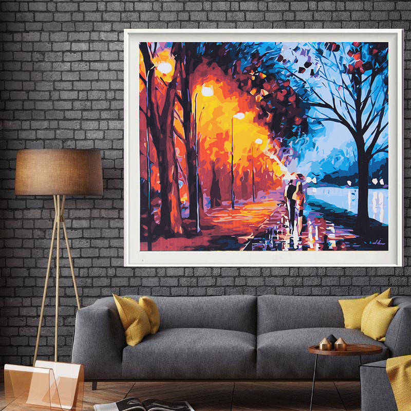 Romantic street lights DIY Painting By Numbers Handpainted Oil Painting Living Room Home Wall Decor