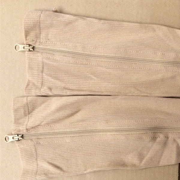 1 Pair Zip Sox Compression Socks Zipper Leg Support Knee Stockings Open Toe (Color Beige SIZE. S)