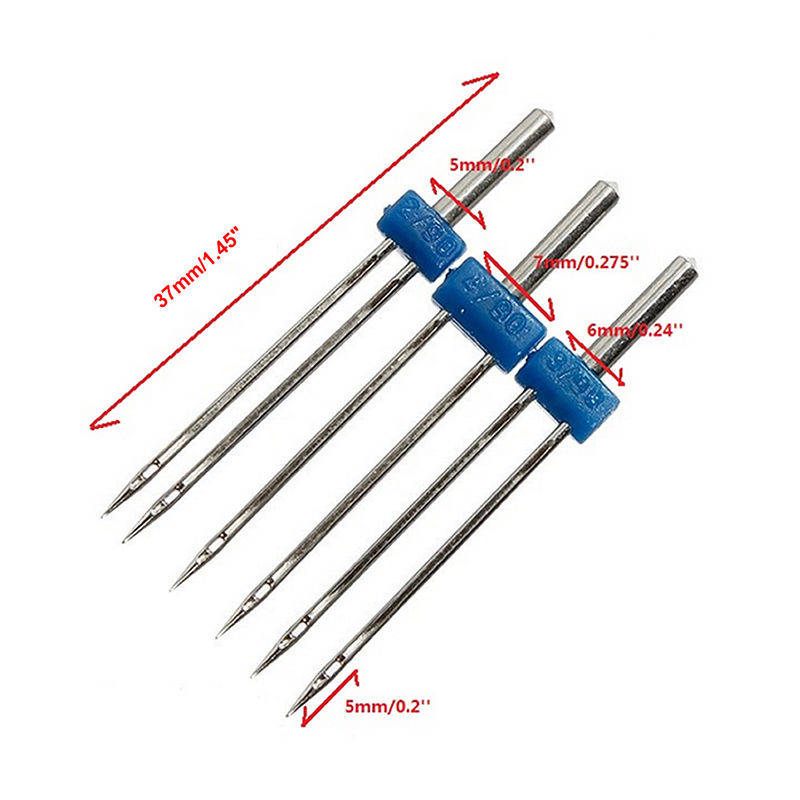 3PCS/set Size 2.0/90-3.0/90-4.0/90 Steel Twin Double Needle Sewing Machine Needles Pins Cloth Dec...