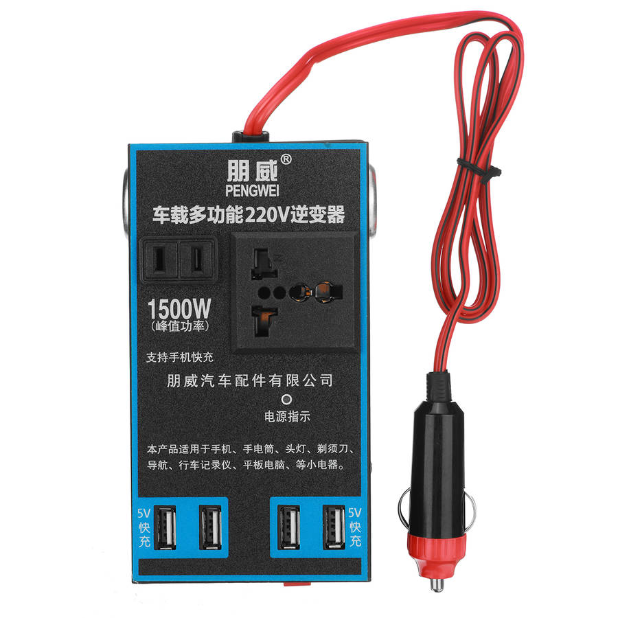 1500W Solar Power Inverter 12/24V DC to 220V AC Converter 4X USB Car Inverter