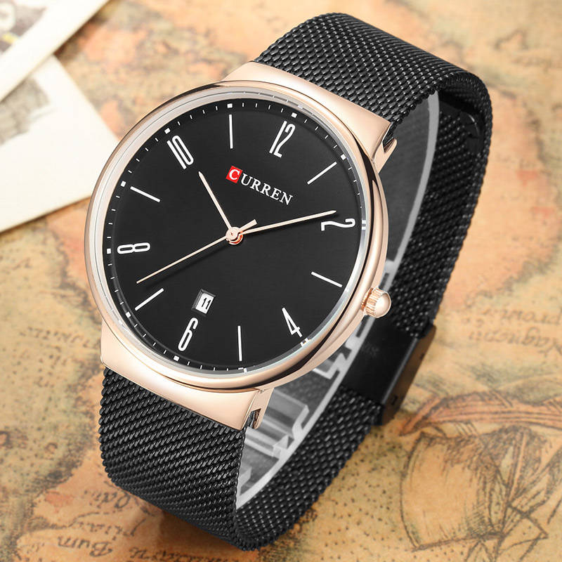 CURREN 8257 Ultra Thin Casual Design Quartz Watch Date Display Stainless Steel Men Watch