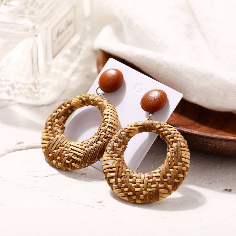 New African Hallow Braided Circle Earring Retro Style Ear Drop Earring For Women