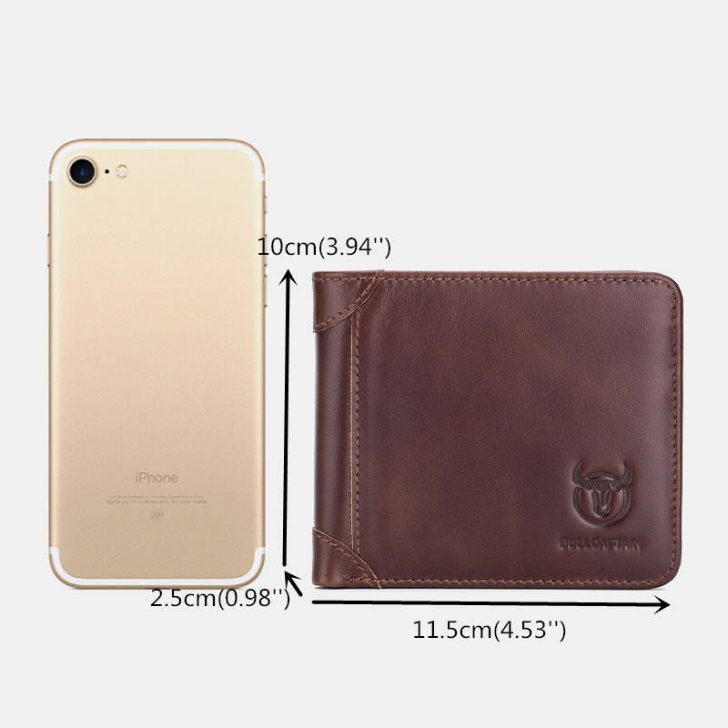 Bullcaptain Genuine Leather Wallet Card Holder For Men (Color Brown)