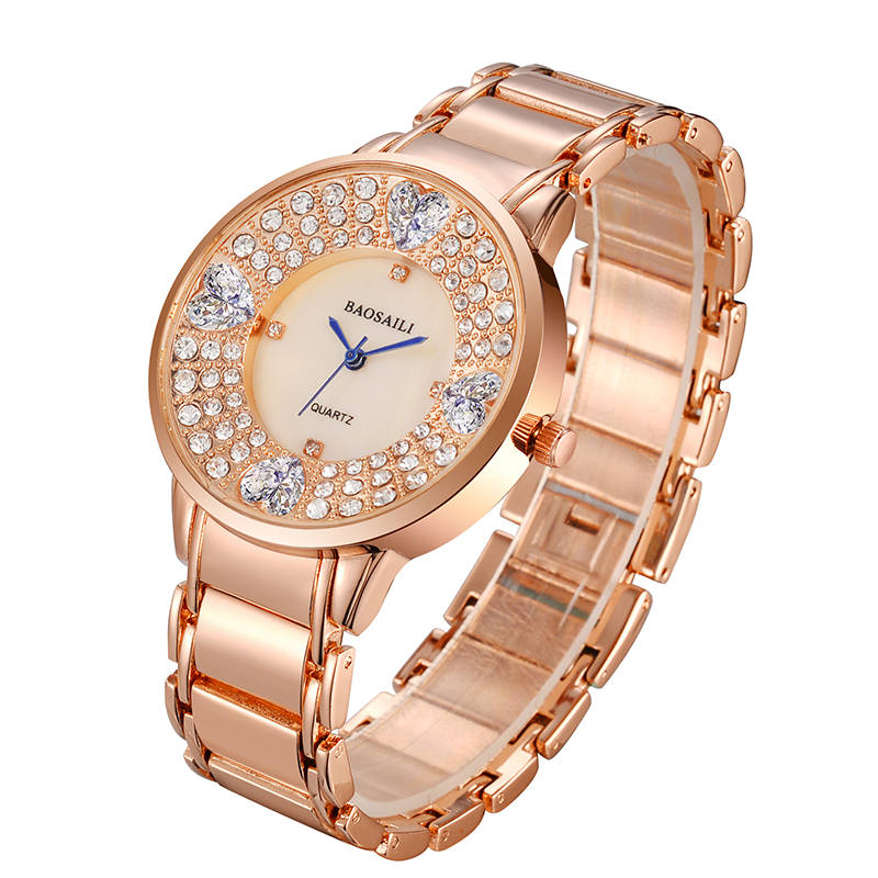 BAOSAILI BSL1036 Shining Ladies Wrist Watch Heart Imitation Diamond Quar
