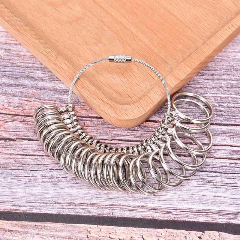Aluminium Ring Sizer Mandrel Finger Sizing Measuring Stick and Stainless Iron Ring Sizer Guage Set J