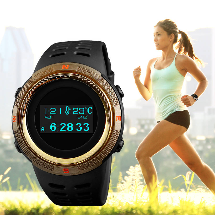 New SKMEI 1360 Compass Thermometer Countdown Pedometer Calorie OLED Digital Watc