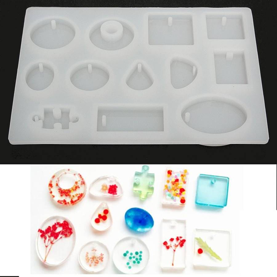 New 12 Models Silicone Mold Mould Resin DIY Pendant Jewelry Tools Accessories