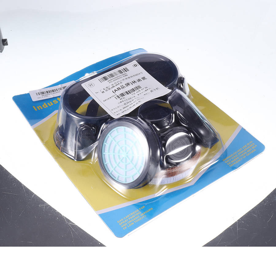 2 in 1 Gas Mask Double Filter Anti Gas Chemical Pesticide Respirator 300Hours Used