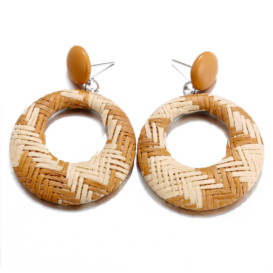 New African Hallow Braided Circle Earring Retro Style Ear Drop Earring For Women