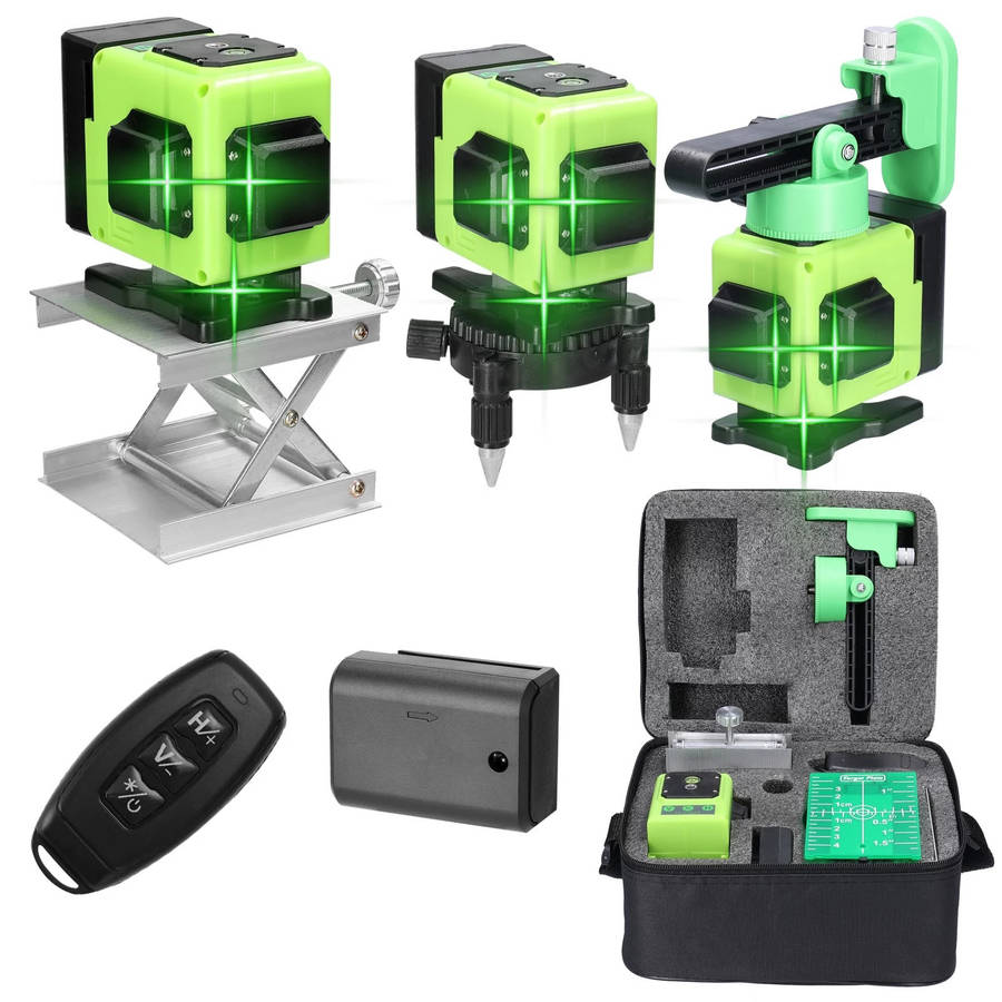 Mini Multifunctional 12 Lines Green Light Laser Level 3 Self-leveling USB Rec