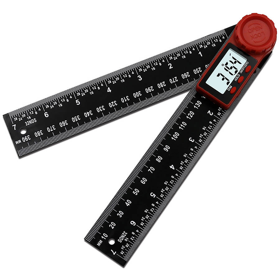 2 In 1 Folding Digital LCD Angle Finder Ruler Stainless Steel Ruler 360 Degree Protractor