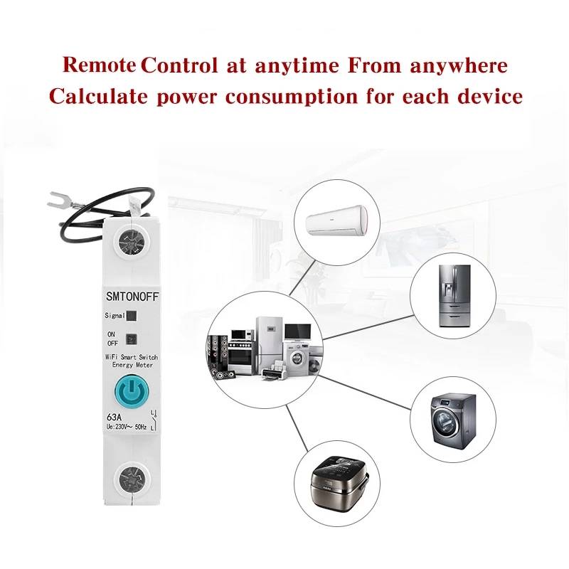 1P 63A eWelink Single Phase Din Rail WIFI Smart Switch Energy Meter Leakage