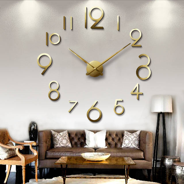 Creative Personality Simple Fashion Wall Clock 3d Acrylic Mirror Wall Stickers...-(Color Black G004)