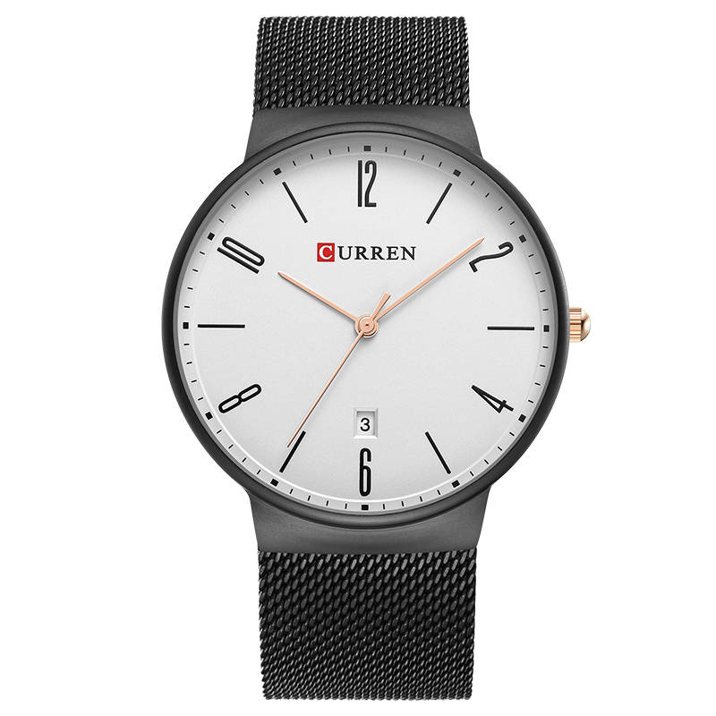 CURREN 8257 Ultra Thin Casual Design Quartz Watch Date Display Stainless Steel Men Watch