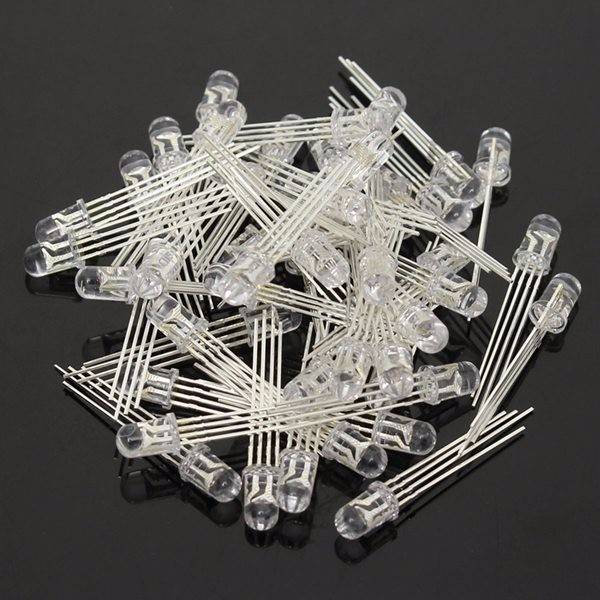 50pcs LED RGB Common Cathode 4-Pin F5 5MM Diode - Free Shipping