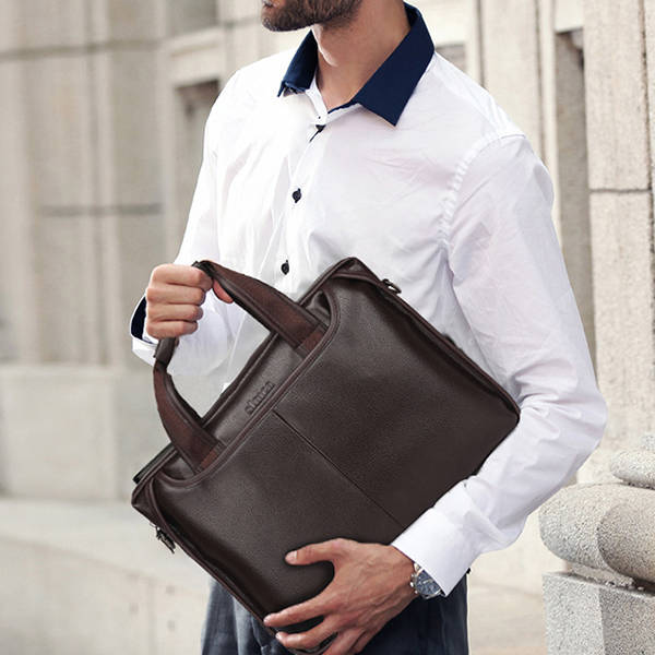 Men Genuine Leather Business Handbag Laptop Bags Briefcase Shoulder Bag