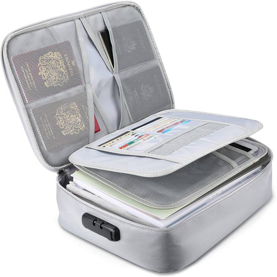 Fireproof Bags Waterproof 36*27*10cm 3-Layer Cash Safe Coin Organizer Bag Set D