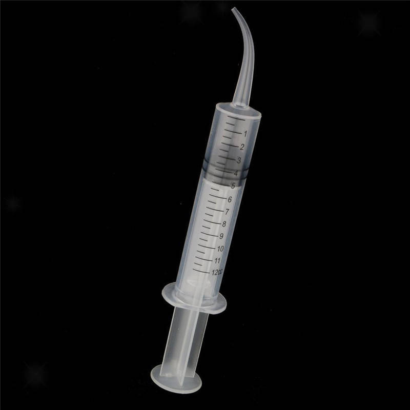 New 10pcs 12ml Plastic Disposable Dental Irrigation Syringe with Scale Bend Injection Head