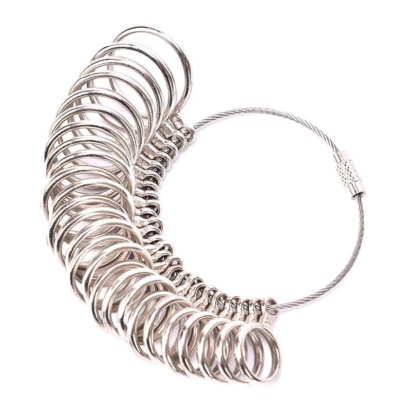 Aluminium Ring Sizer Mandrel Finger Sizing Measuring Stick and Stainless Iron Ring Sizer Guage Set J