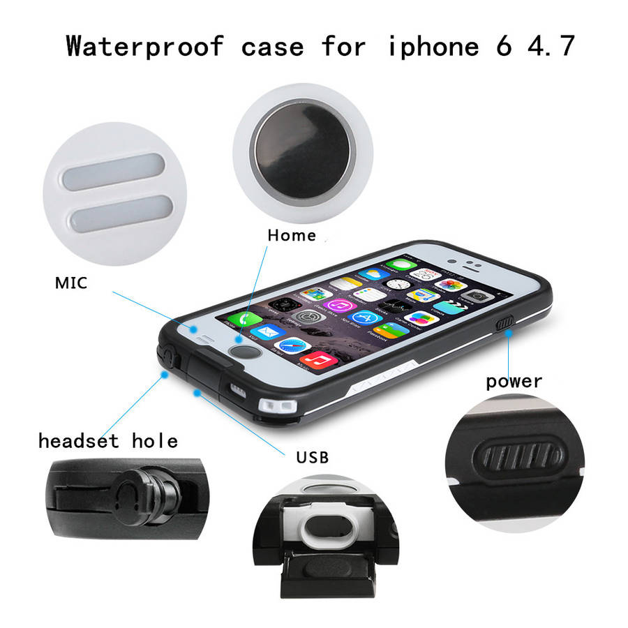 Elegiant For Iphone 6 4.7 Inch Waterproof Case Transparent Touch Screen Shockproof Full Cover Protec