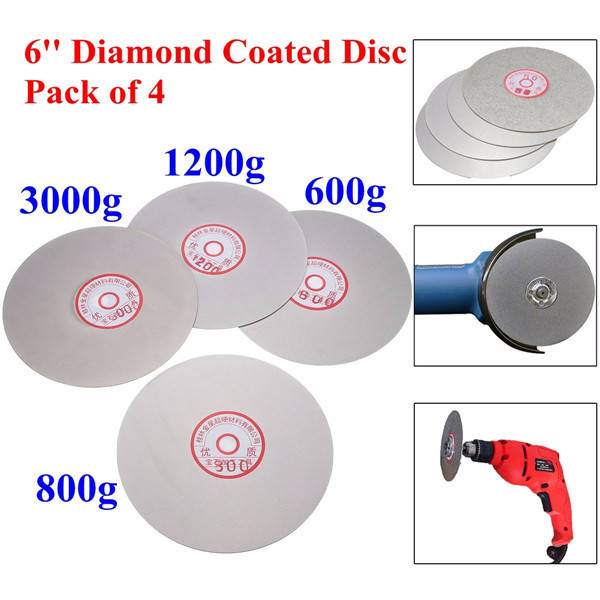 4pcs 6 Inch 600/800/1200/3000 Grit Flat Lap Wheel Lapping Grinding