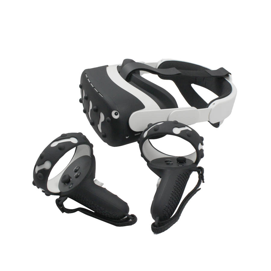 5 In1 Front Cover Eye Mask Pad For Oculus Quest 2 Touch Controller Silicone Grip Skin Thumb Button K