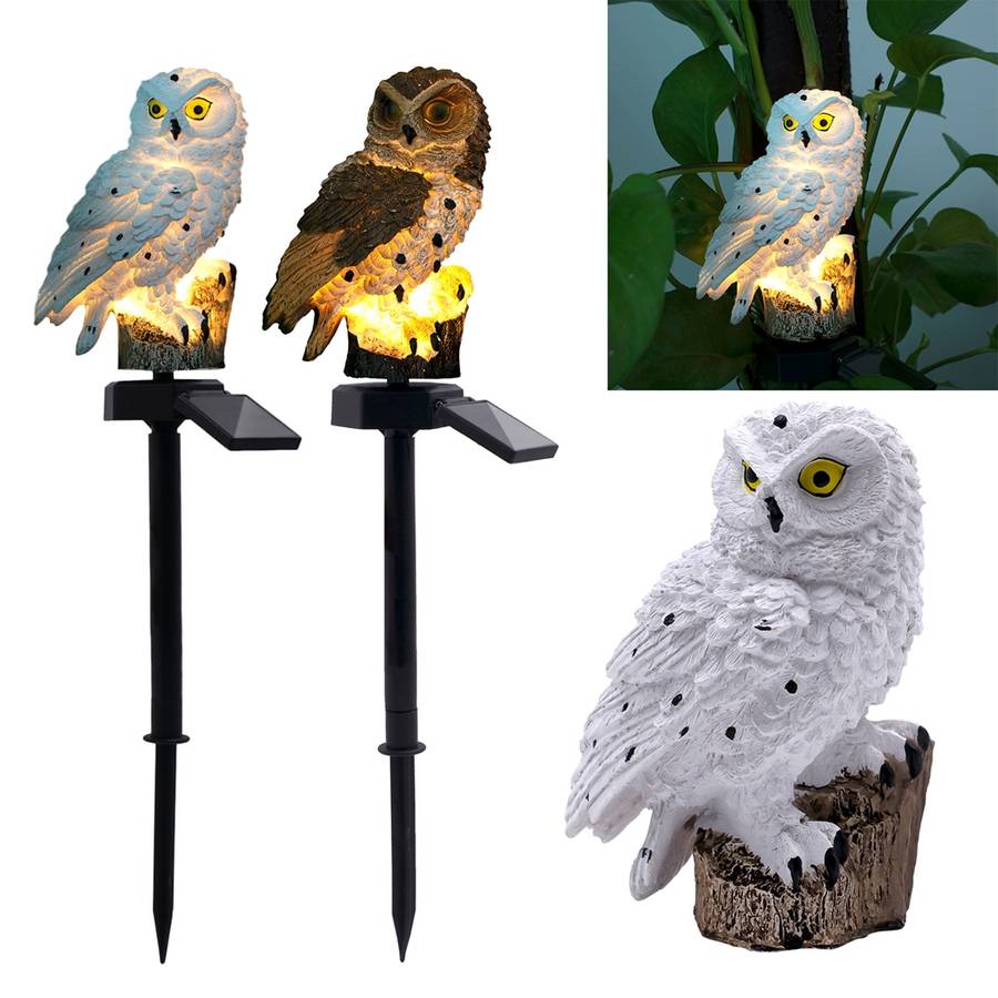 New Solar Powered Owl LED Lawn Lamp Garden Decor Waterproof Landscape Light