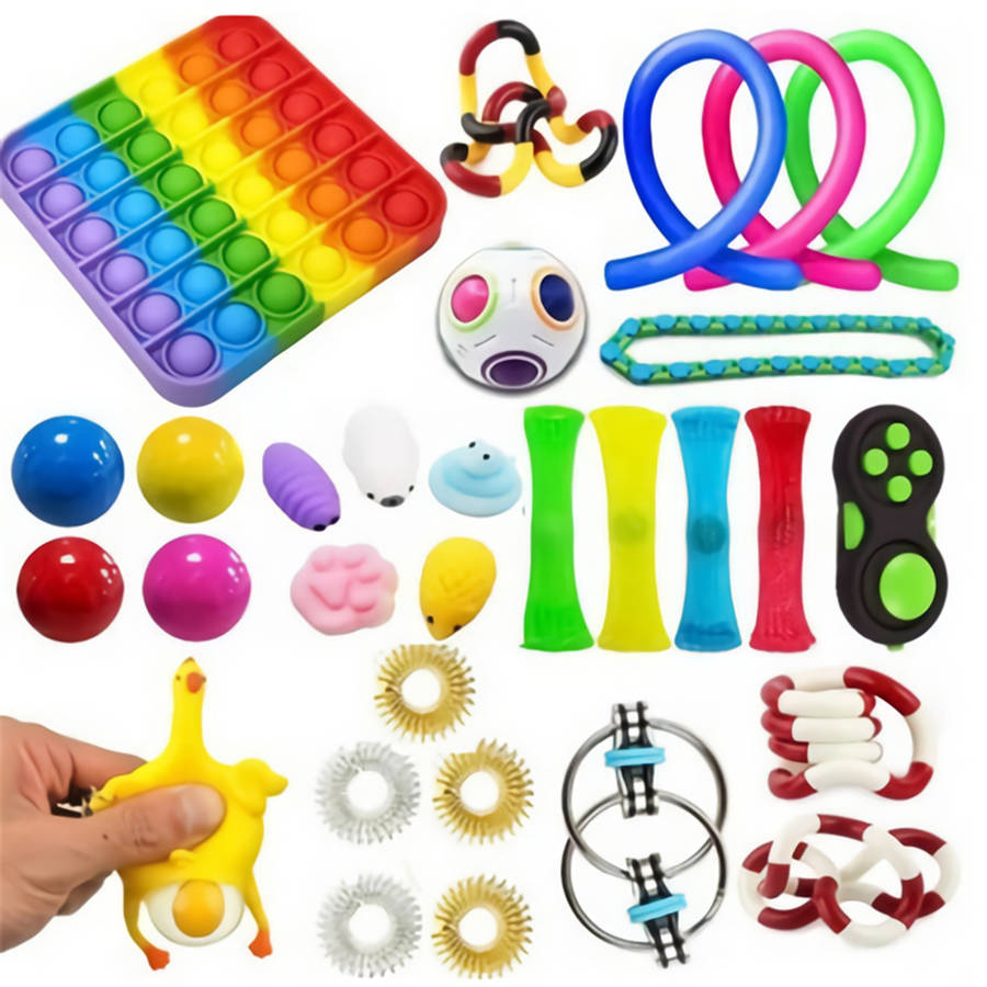 21/30pcs Fidget Toys Sensory Set Anti Stress Fidget Bubble Toys Decompression A