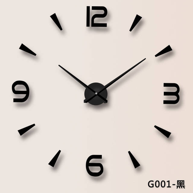 Creative Personality Simple Fashion Wall Clock 3d Acrylic Mirror Wall Stickers...-(Color Black G004)