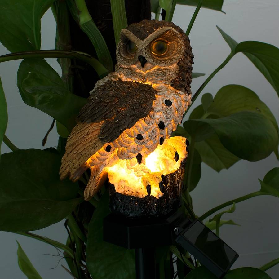 New Solar Powered Owl LED Lawn Lamp Garden Decor Waterproof Landscape Light