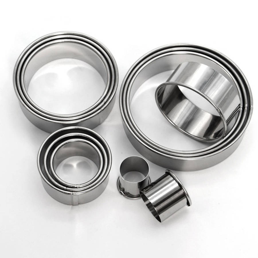 12pcs Stainless Steel Round Cake Biscuit Cookie Cutter Mold Baking Mould Baking