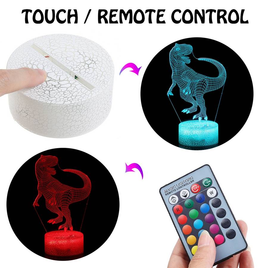 New 3D Illusion Night Light Touch Remote Control Home Decor Table Desk Sleeping