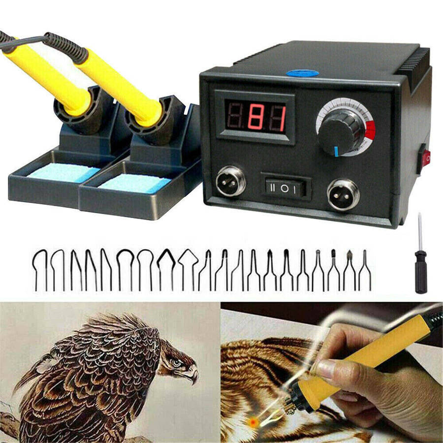 110V 220V Burning Machine Wood Burner Pyrography Pen Gourd Wood Crafts Tool Kit