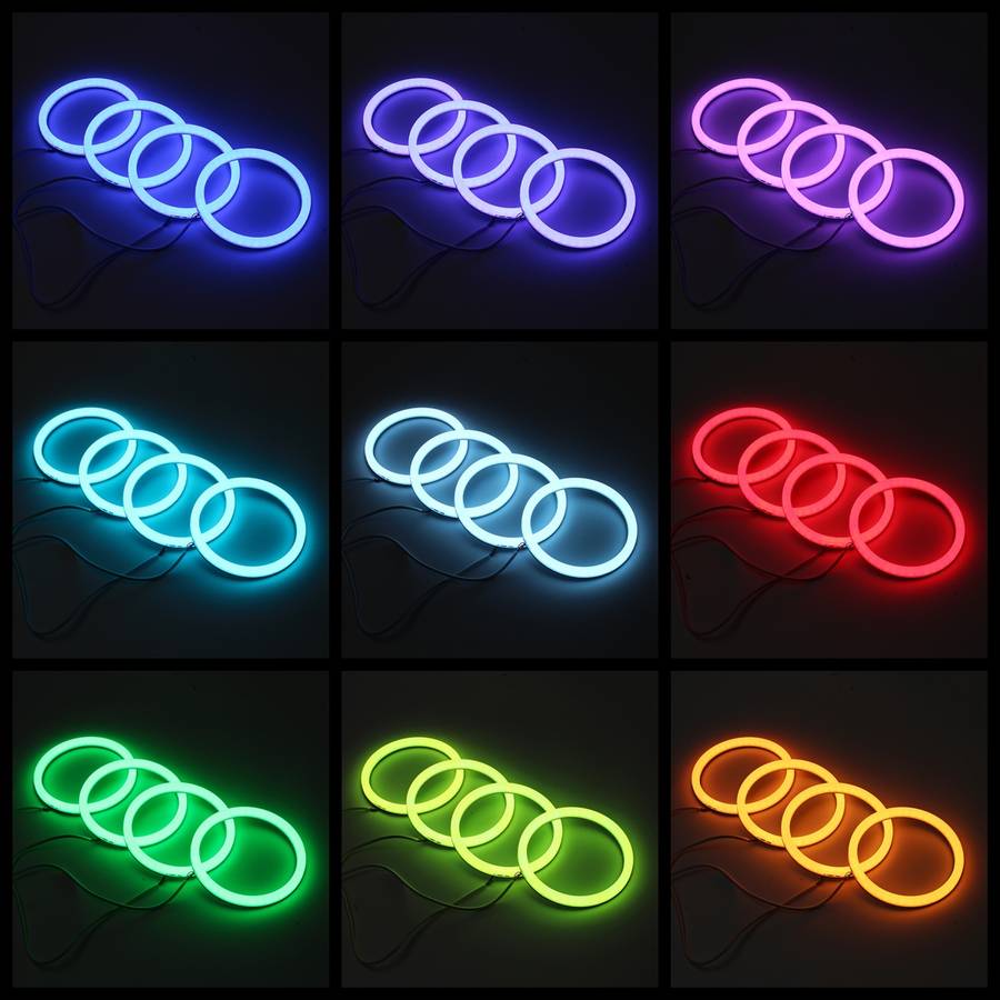 4Pcs Car Multi-Color RGB LED Angel Eyes Halo Ring Cotton Lights