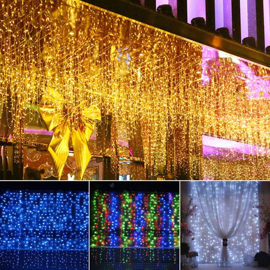 New 6M*3M EU Plug Icicle Window 600 LED Curtain Starry Fairy String Light for Ho